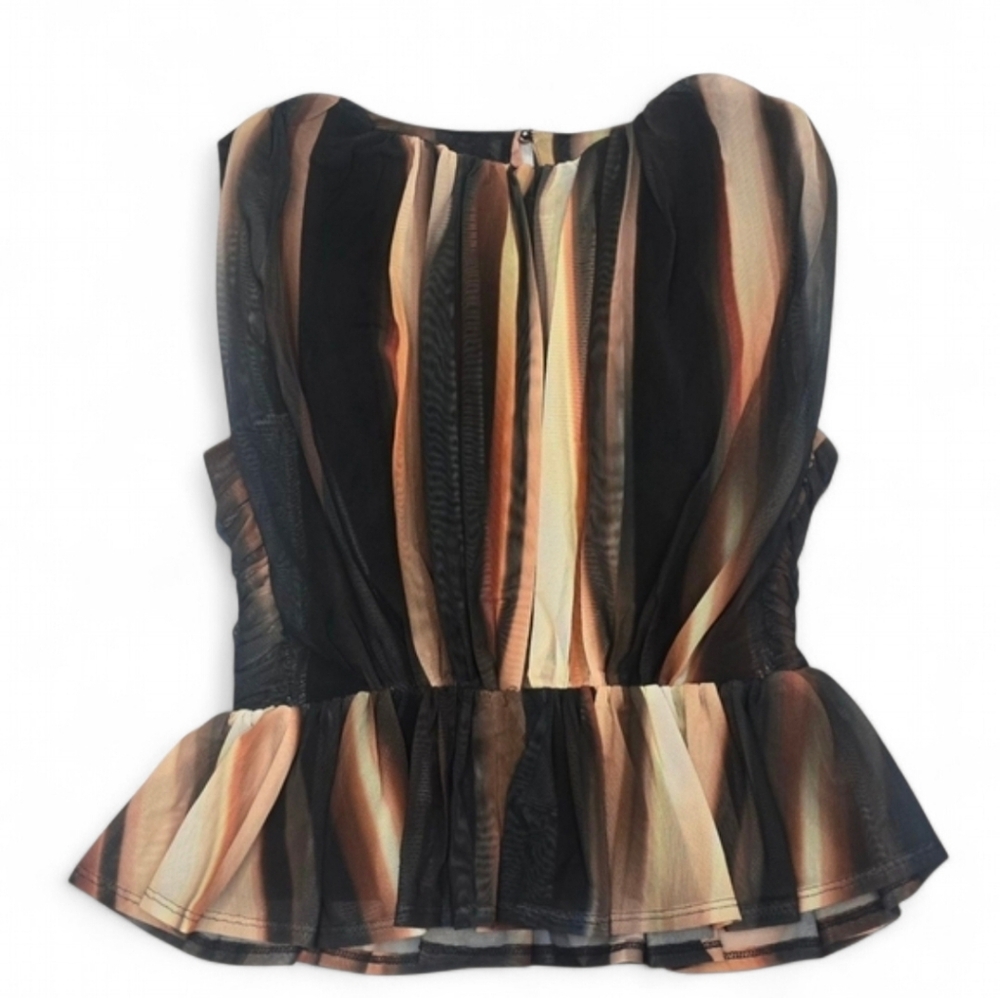 Express Crew Neck Ruched Peplum Top Size Small